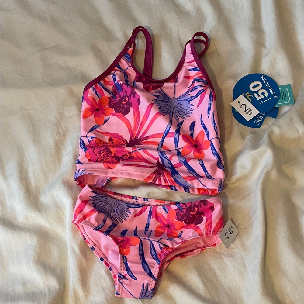 Vibrant Floral Kids Tankini Set